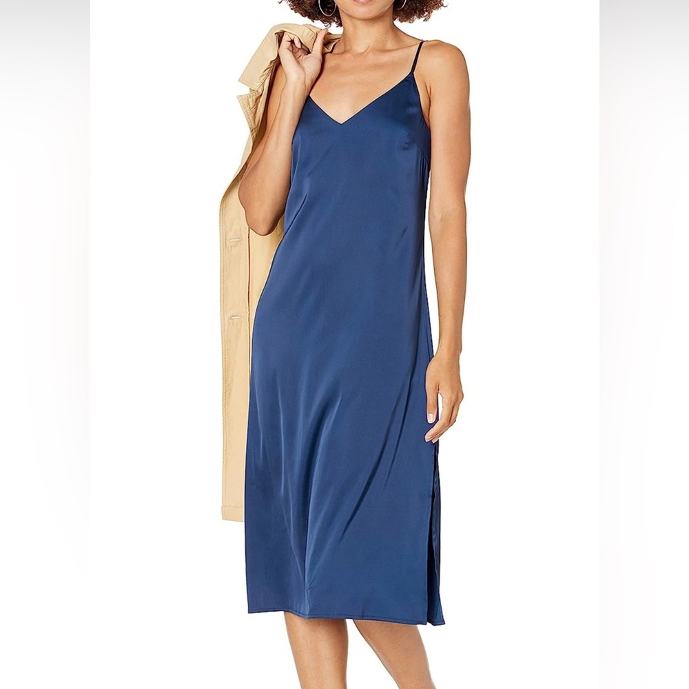 Silk midi dress, XL navy (the drop)